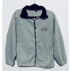 USA Beijing 2008 Olympics Embroidered Fleece Zip Up Jacket Gray Adult Medium